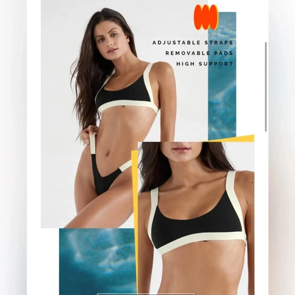 NWT OneOne Swimwear SET Bikini Cape Swimsuit Black White Marina Elena NEW Trendy - Picture 7 of 17